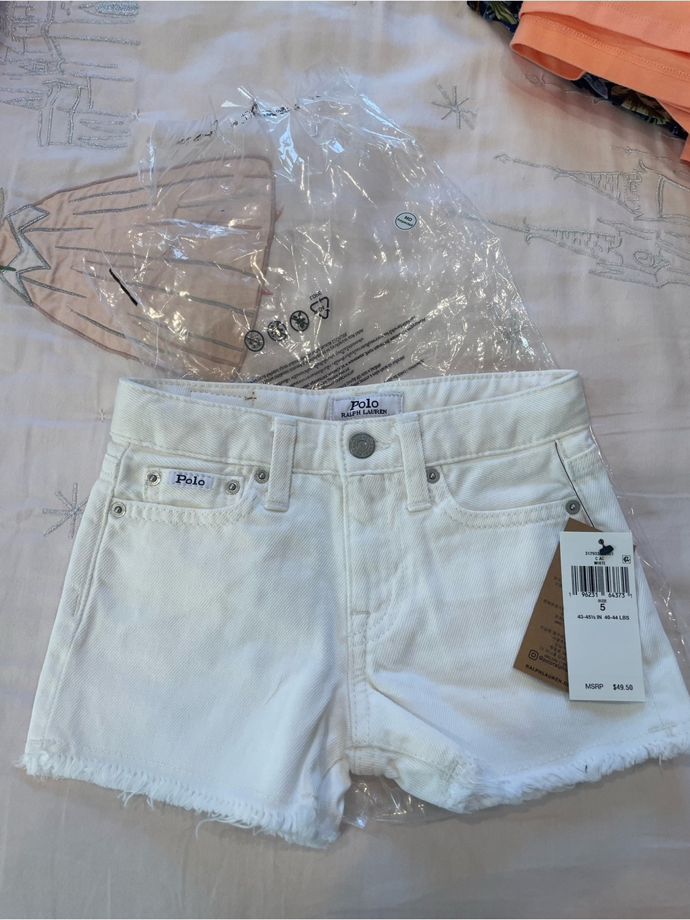 Polo by Ralph Lauren White Frayed Denim Shorts